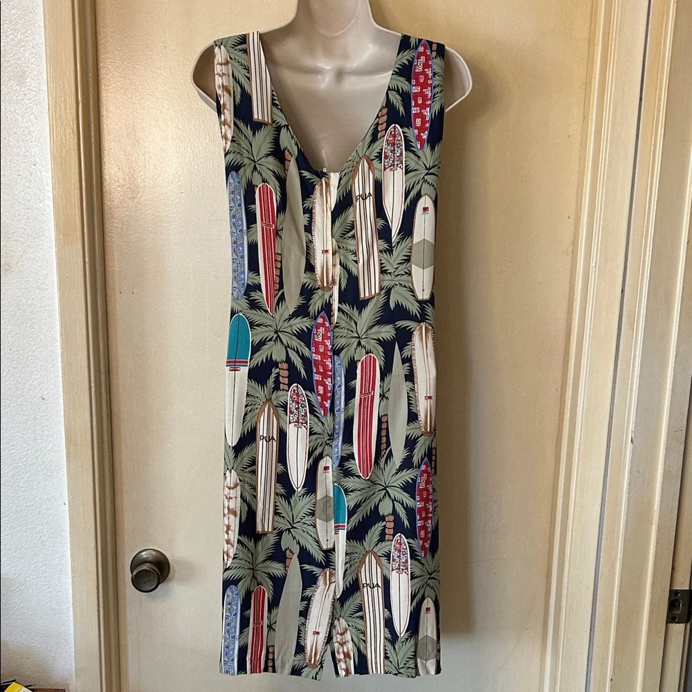 reyn spooner Navy Tropical Surfboard Print Mini Dress size L - Picture 6 of 11